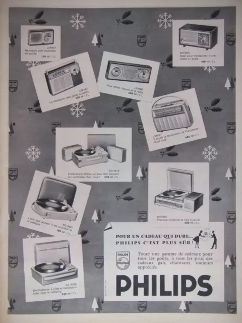 Publicité De Presse 1961 Philips Electophones Et Transistor - Advertising