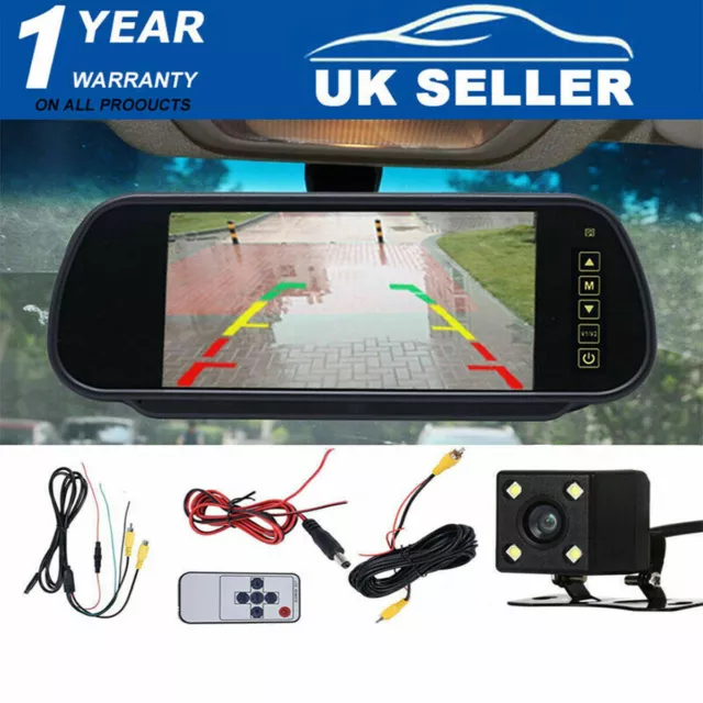 Car Bus Van Rear View Kit 7" LED Mirror Monitor + IR Reversing Camera