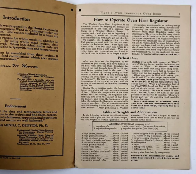 1929 Montgomery Ward & Co Windsor Oven Regulator Vintage Cook Booklet Recipes 2