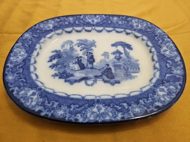 Royal Doulton Antique Flow Blue Burslem Watteau Serving Platter  10" Serenade