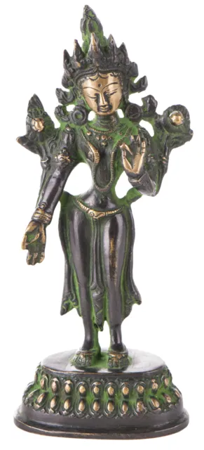 Grüne Tara Skulptur | Buddhismus | Hinduismus | Figur | Messing | 16 cm | Pikaka