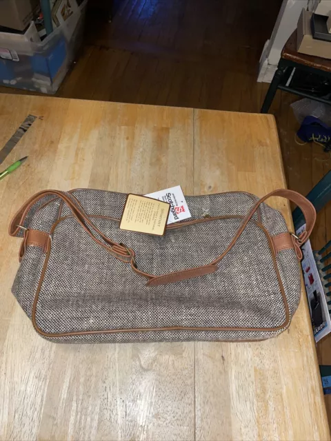 Vtg  Samsonite Brown Tweed Carry On Overnight Travel Bag Luggage Duffle NEW