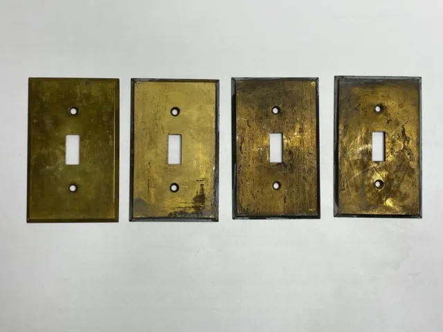 4 Vintage Brass Single Switch Plate Covers Lot 1