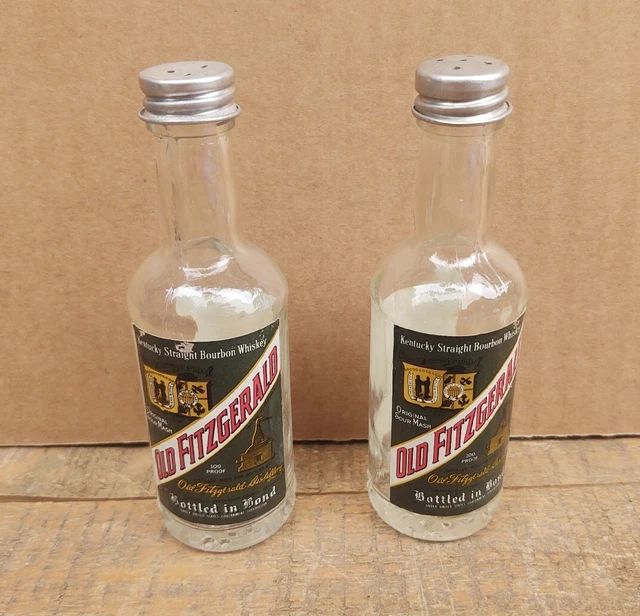 Old Fitzgerald Miniature Kentucky Bourbon Liquor Bottle Salt & Pepper Shakers