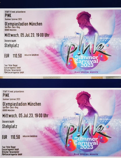 Pink München 05.07.2023 - 2 Stehplätze - OHNE MINDESTPREIS! Pink München 05.07.2023 - 2 Stehplätze - OHNE MINDESTPREIS!