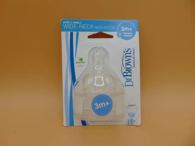Dr. Brown's Original Wide-Neck Nipple, Level 2 (3m+), 2-Pack