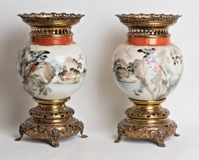 Japon 20. Siècle Paire Vases - De Japonais Seto Style Porcelaine Nishikiyo