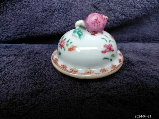 Antique Chinese Famille Rose Porcelain Jar Top Part Hand Painted