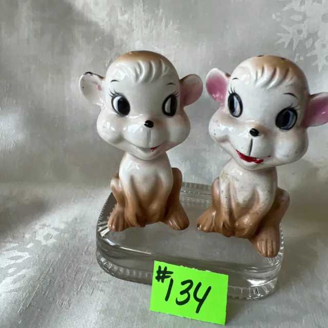 Vintage Anthropomorphic 1950s monkey salt pepper shaker set