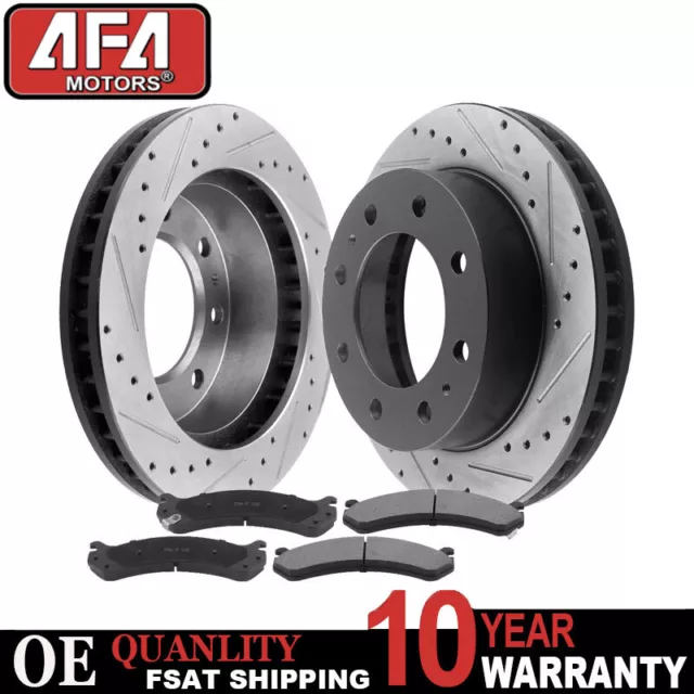 For Chevy Silverado Sierra 2500 3500 Front Drill Slot Brake Rotor and Pads