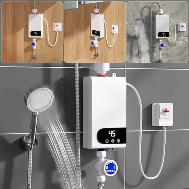 Electric Tankless Hot Water Heater Set Camping Caravan Bathroom Instant Shower