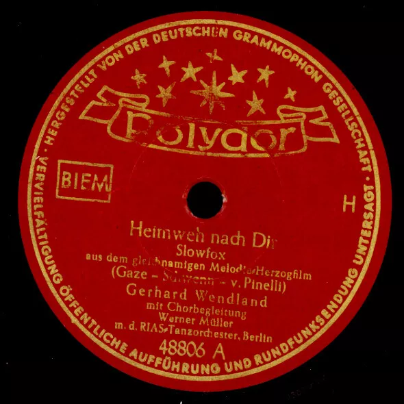 GERHARD WENDLAND Heimweh nach Dir/ ..meine Augen   78rpm Schellackplatte S2123