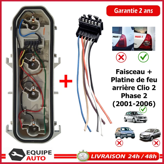Kit Réparation Connecteur Feu Arrière Renault Mégane 2 - Lot De 2, Marque Partsline, Neuf, Garantie 2 Ans