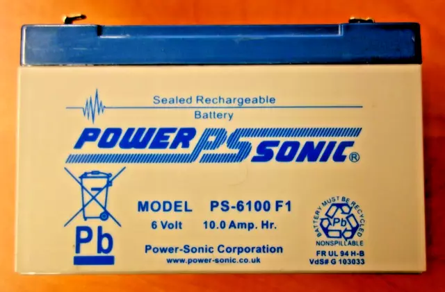 Batterie PowerSonic PS-6100  F1 6V 10.0 Ah