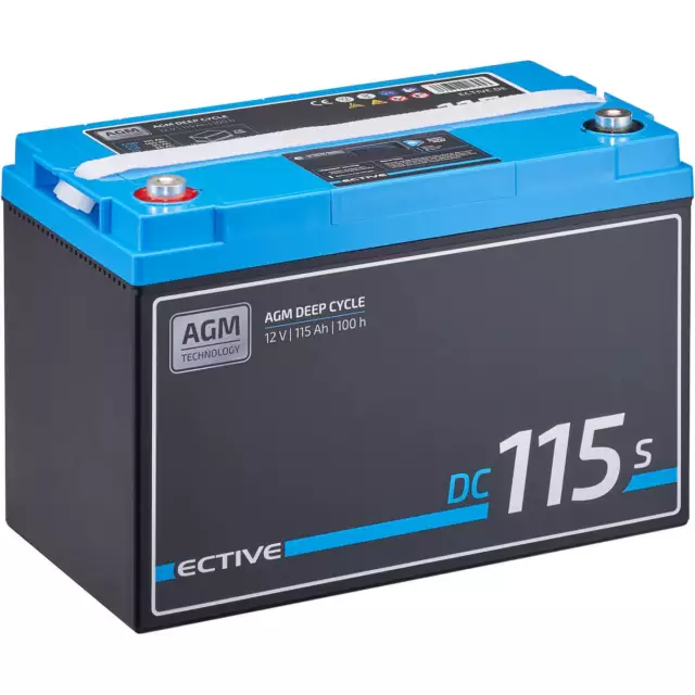 ECTIVE Deep Cycle AGM Versorgungsbatterie 12V 115Ah m Display Batterie Wohnmobil