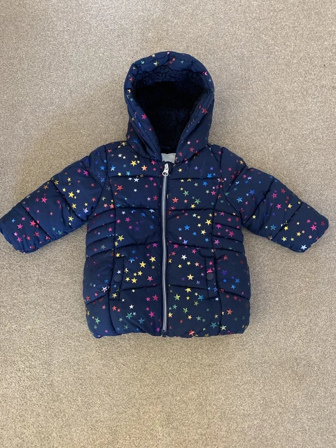 Cappotto tampone foderato in pile blu navy bambine 9-12 mesi