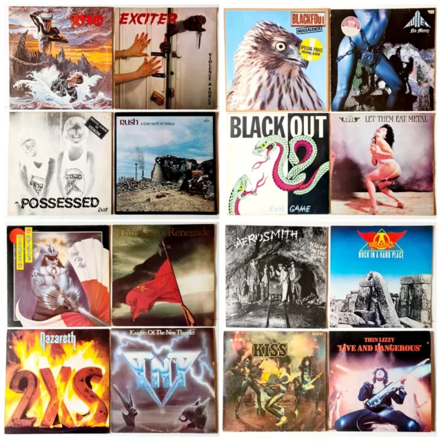Lot De 16 Vinyl LP 33t Special Hard Rock Metal, Aerosmith/Dio/Kiss/Exciter/Venom