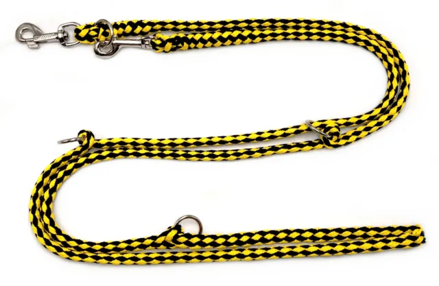 Hundeleine Doppelleine schwarz-gelb 2m 2,40m 2,80m 3,50m 5m 3-5fach verstellbar