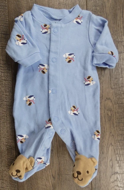 Baby Boy Clothes Child Mine Carter's Preemie Blue Airplane Dog Footed Outfit