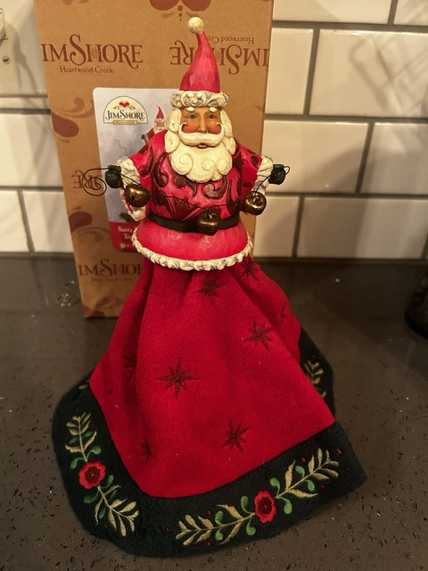 New Jim Shore Heartwood Creek Santa Claus Tree Topper 10” Red Green W/box NIB