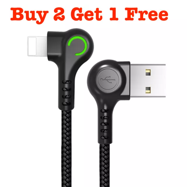 90 degree Right Angle cable Nylon Braided USB Charger Cable Data For iPhone/ipad