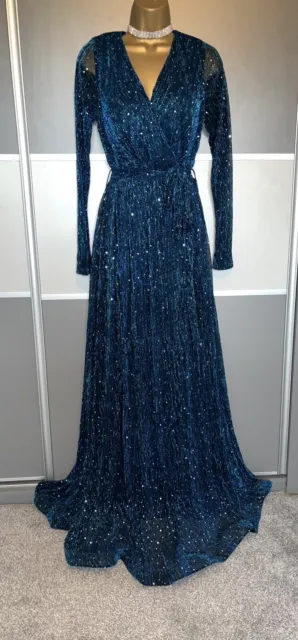 Elegant Sequin Sparkle Evening Party Prom Wedding Cocktail Maxi Dress Size 12/14