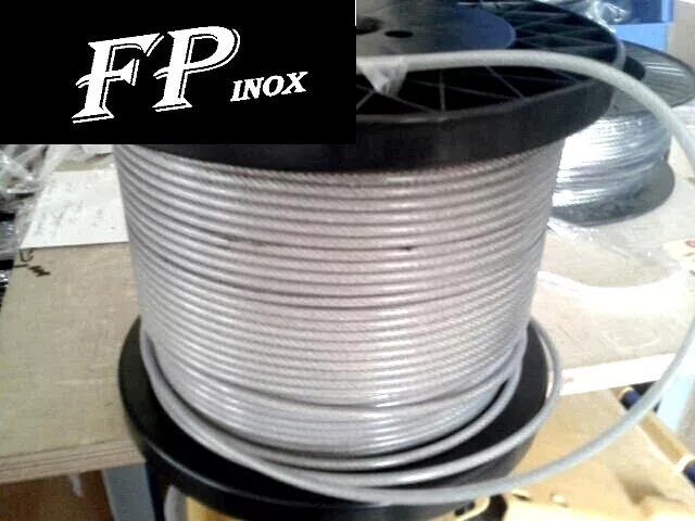 Cable inox A4 Gainé PVC Transparent 1 x 1,5 mm inox VENDU AU Mètre