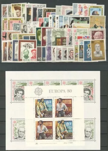 sellos Europa CEPT 1980 completo + Blocks Mónaco y Portugal MNH**