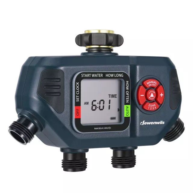 DEWENWILS 4 Zone Digital Sprinkler Timer Hose Automatic Watering Irrigation Time