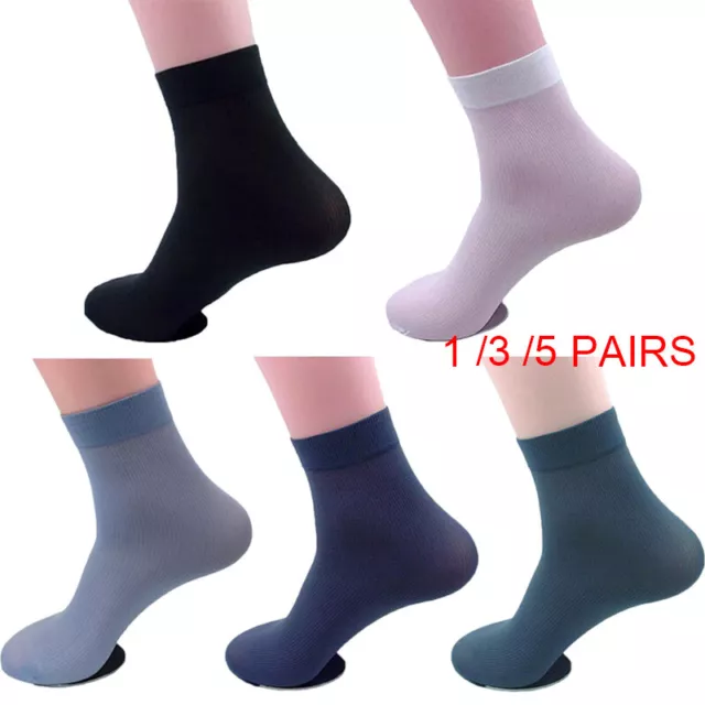 Mens Soft Bamboo Silk Ankle Business Dress Thin Sock Sport Casual Socks One Size