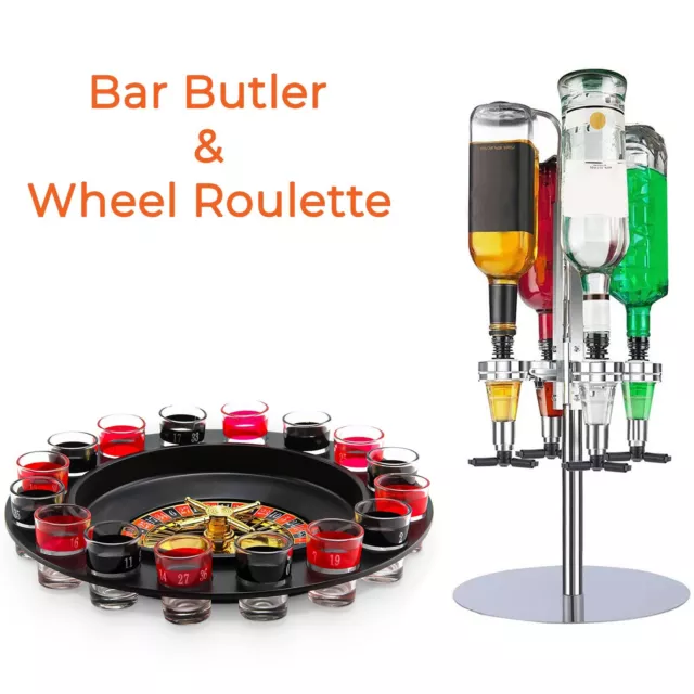 4 Bottle Rotary Stand Optic Drink Dispenser Party Metal Bar Butler Christmas