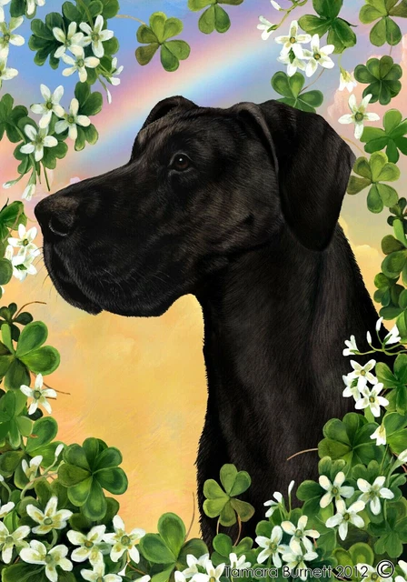 Clover House Flag - Uncropped Black Great Dane 31060