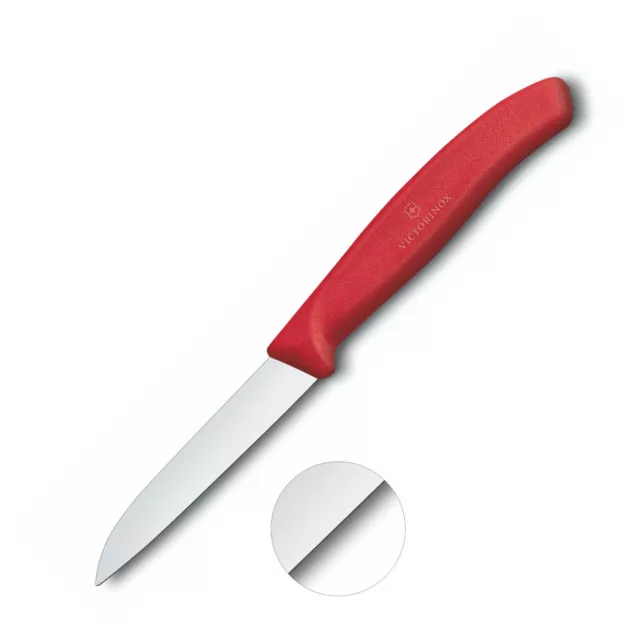1 Stk. VICTORINOX Gemüsemesser Küchenmesser glatte Klinge  8cm gerade rot 6.7401