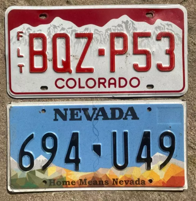 Lot of 2 expired license plate plates -  Colorado FLEET and Nevada