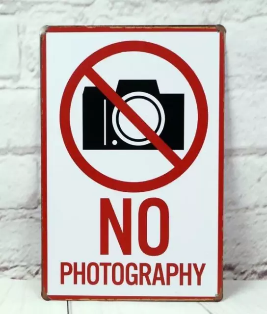 Metal Plate Sign Warn No Photography Club Private Art Home Wall Cave Decor Tin