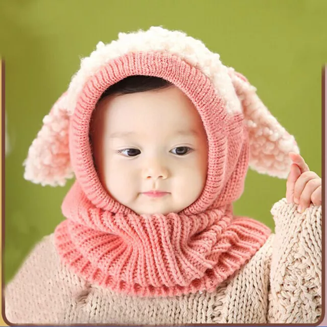 Winter Toddler Baby Kids Warm Hat Girls Boys Hooded Scarf Beanie Caps Hats Cap 3