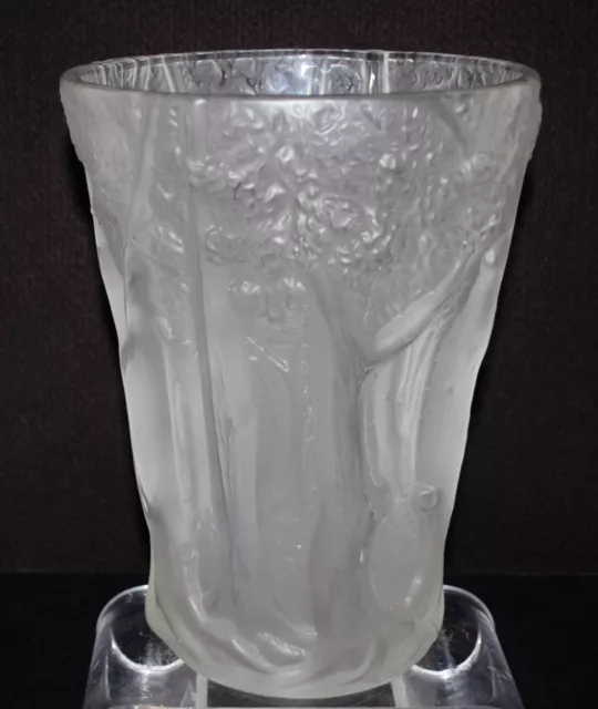 Antique Czech Art Deco Barolac Frosted Glass Vase with Trees JOSEPH INWALD