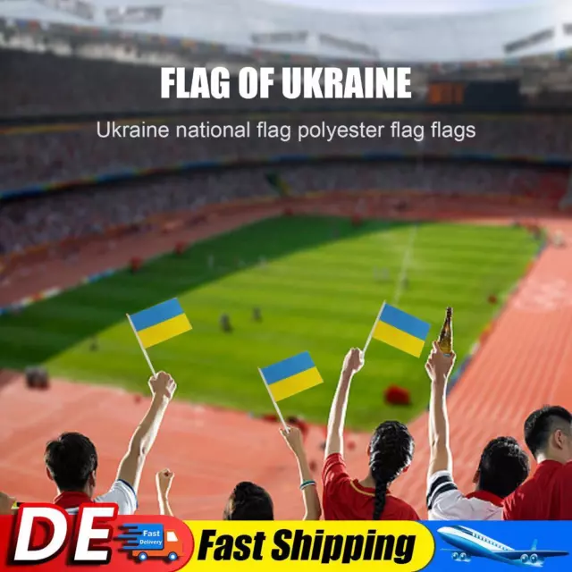 100pcs Ukraine-Flagge Polyester-Flaggenbanner (14*21cm) DE