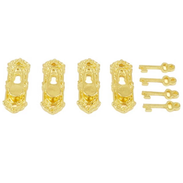 1/12 DOLL HOUSE Miniature Mini Golden Metal Door Handle with Key