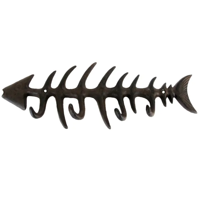 Metal Fish Scale Bone Hook Fishbone Key/Hat Wall Hooks Fishing Gift Cabin Decor