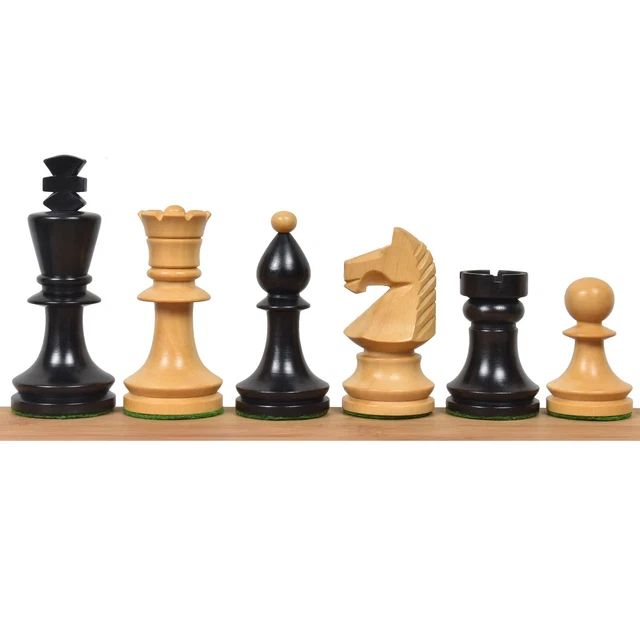 3.8" Romanian Hungarian Chess Pieces only set - Weighted Ebonised Boxwood