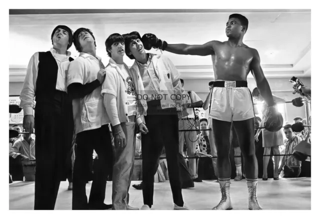 Muhhamed Ali & The Beatles At Training Camp Joke 4X6 B&W Photo