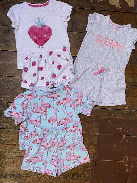 Girls summer pyjamas bundle age 5-6 years TU F&F flamingos