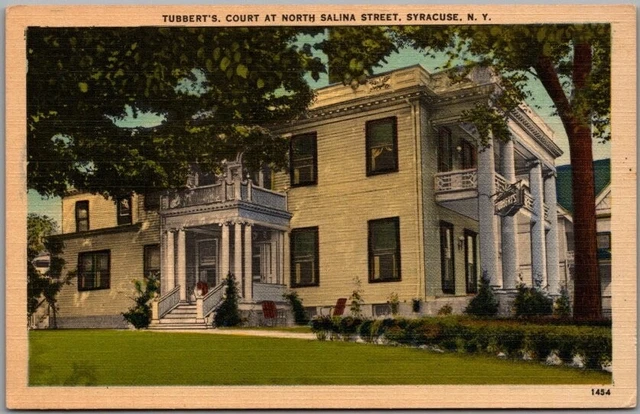 1940s Syracuse, New York Postcard "TUBBERT'S COURT" Boarding House Hotel / Linen