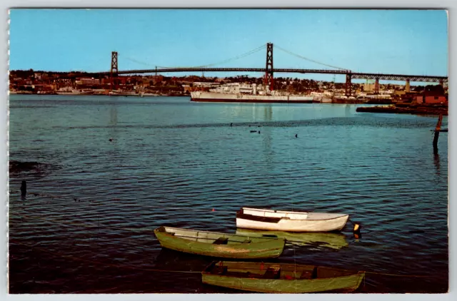 c1960s Angus L. MacDonald Bridge Halifax Harbour Nova Scotia Vintage Postcard