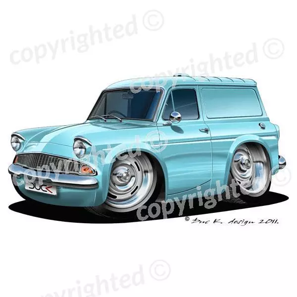 To Fit Ford Anglia Van - Vinyl Wall Art Sticker - Lt. Blue