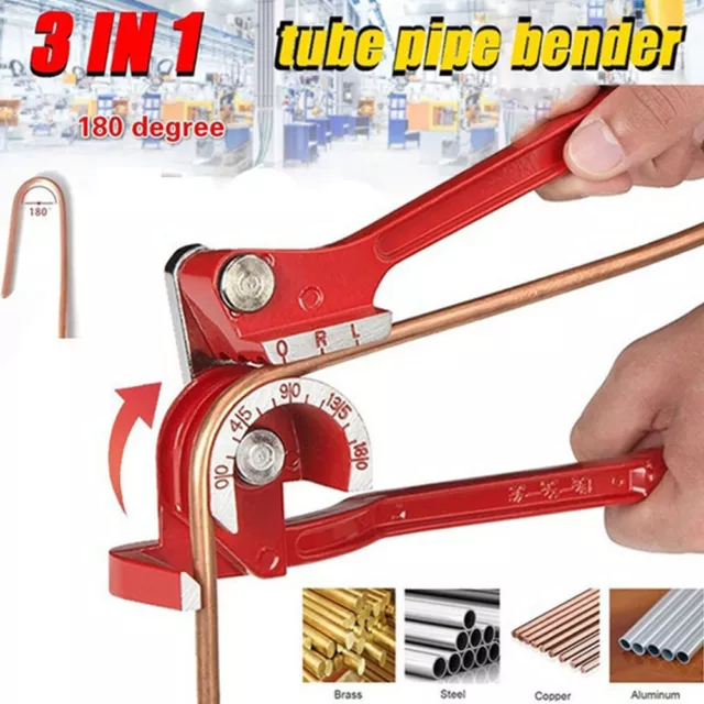 3in1 Manual Tube Bender Plier 180° Tubing Water Gas Copper Pipe Bending Tool AU