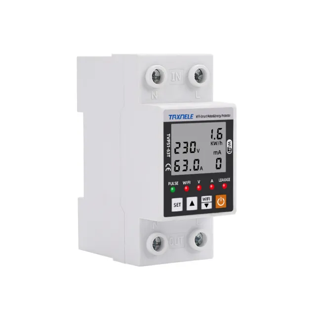 63A Tu-ya WiFi Smart Earth Leakage Over Under Voltage Protector Relay Switch