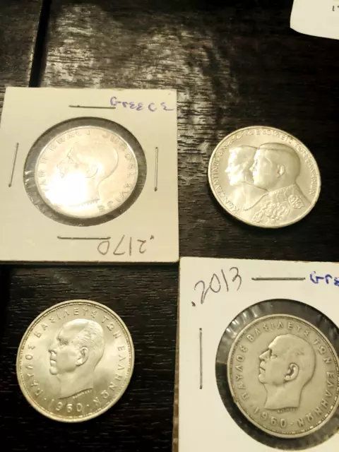 Coins four nice greek silver coins 30 dinara 1964 BU LOOK!!