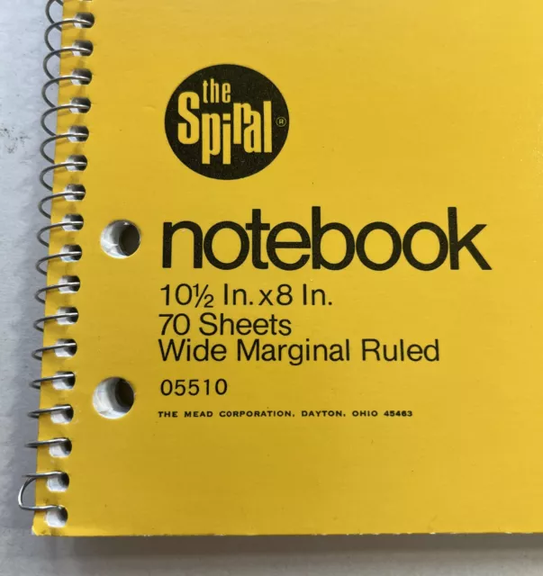 Mead Large Règle Spirale Notebook Vintage 1980s Trappeur Gardien or Jaune Film D